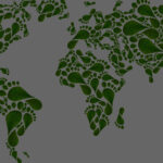 global map world leaf foot prints