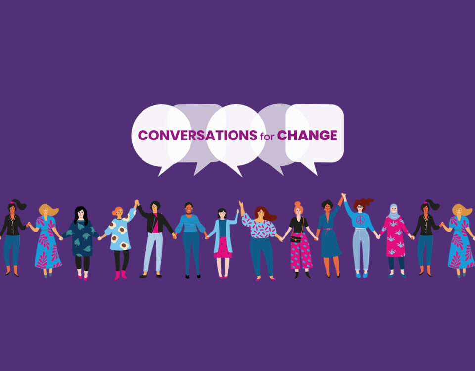 Conversations for Change illustrated women holding hands