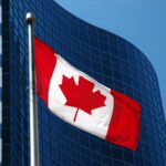 Canadian flag skyscraper building exterior