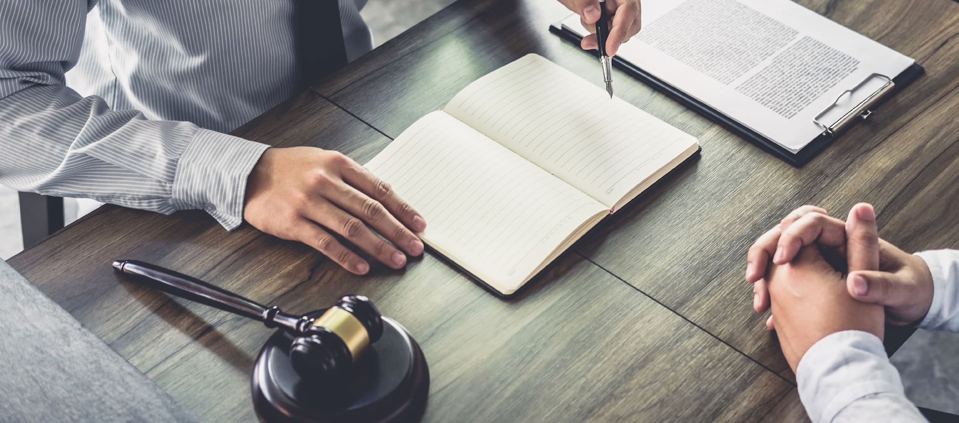 legal desk gavel notebook pen legal documents