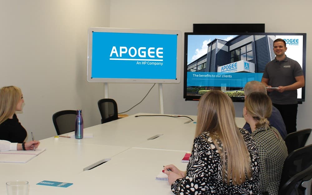 The knowledge hub room at Apogee HQ