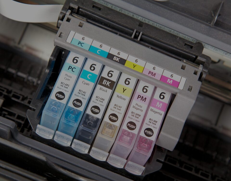 print cartridges loaded into printer