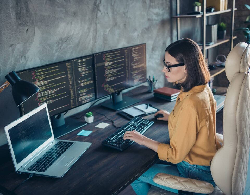 woman working from home securely