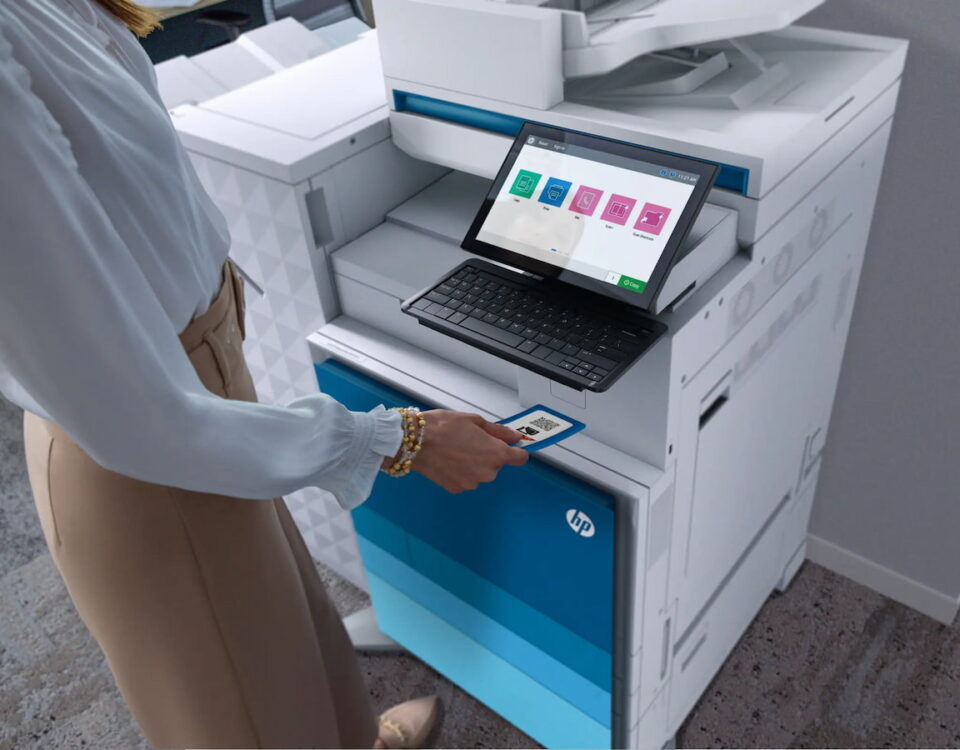 HP blue office printer scanner photocopier