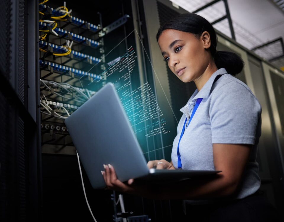 young asian woman apprentice using laptop