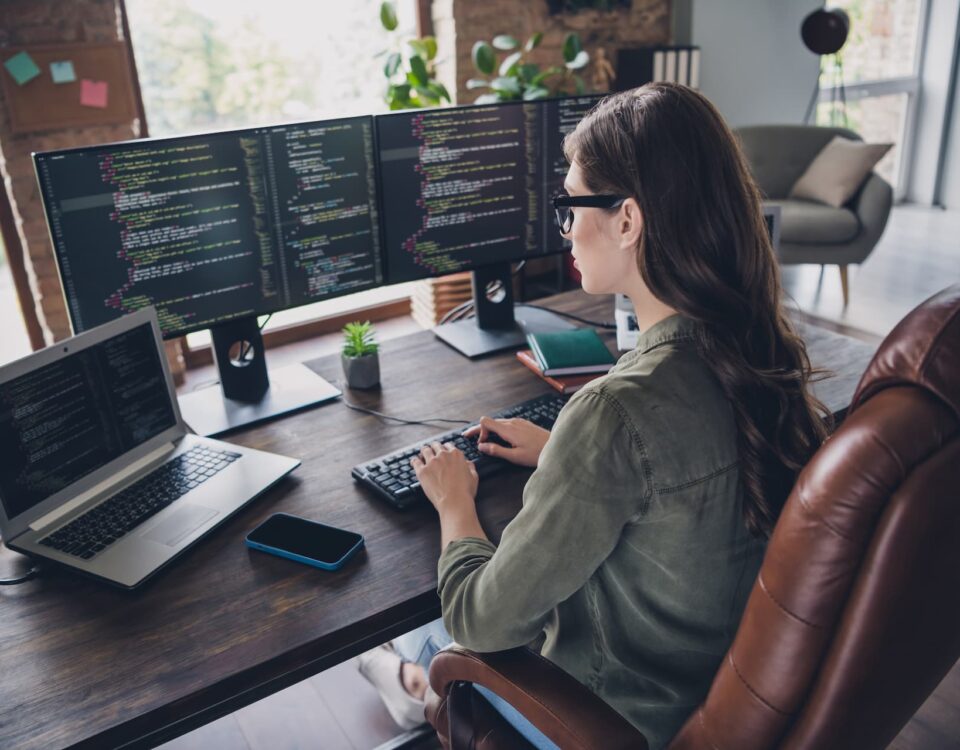 female hybrid worker at home