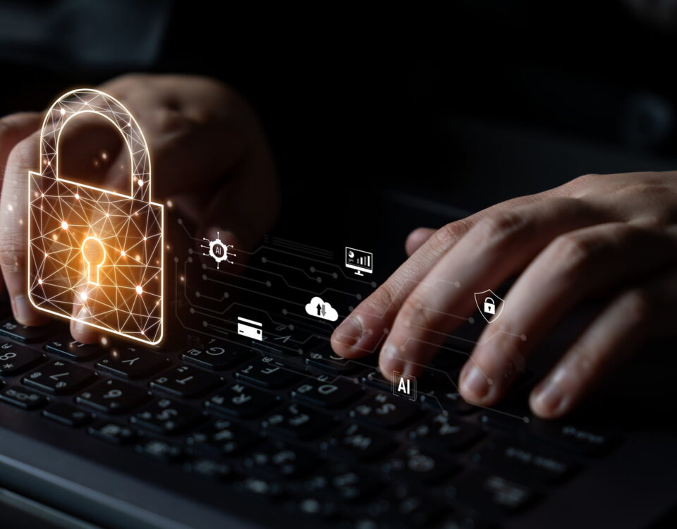 cyber security keyboard digital lock graphic